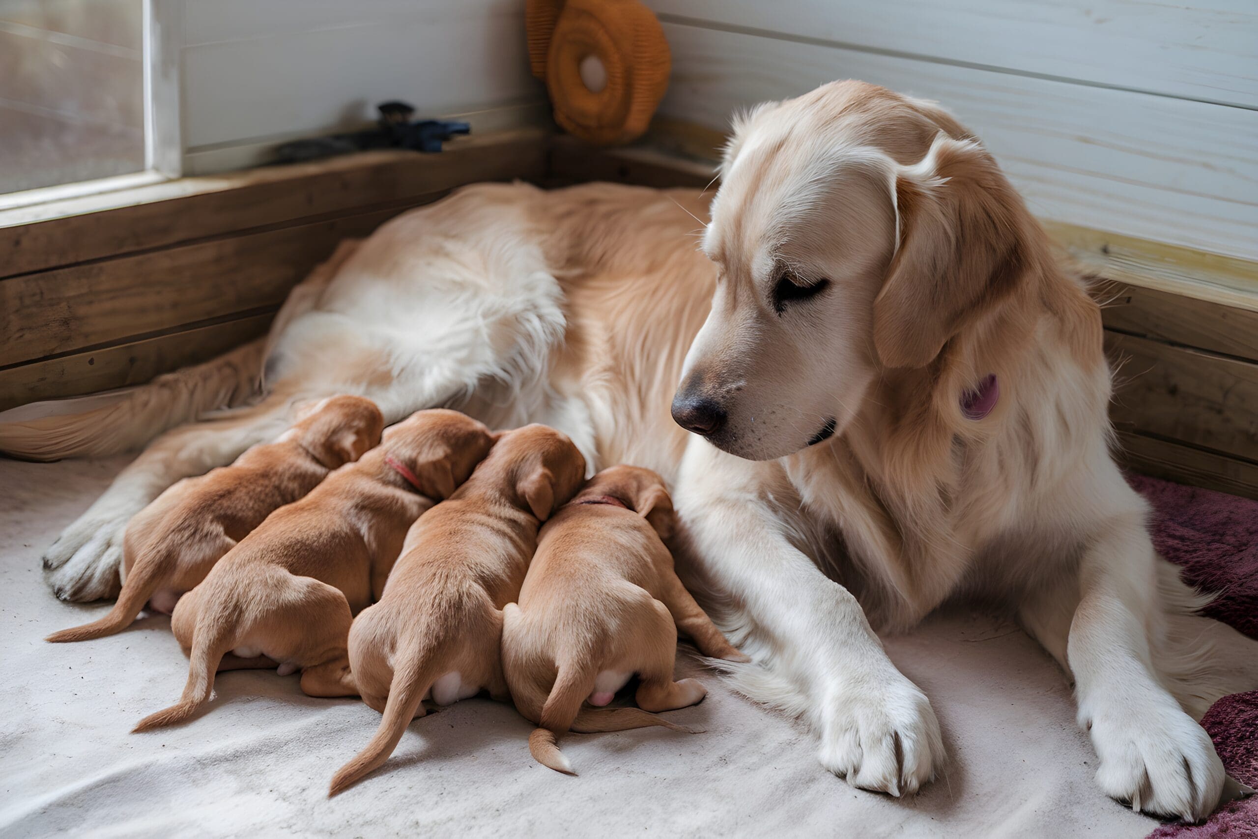 Golden Retriever con sus cachorros - Pasión Veterinaria