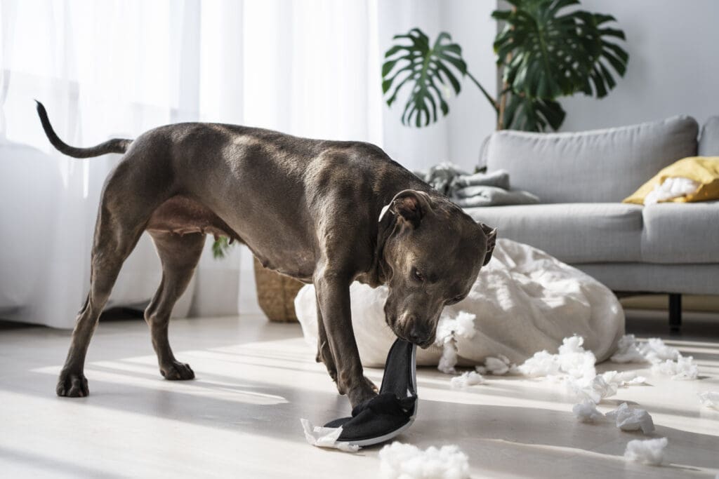 perro mordiendo un zapato