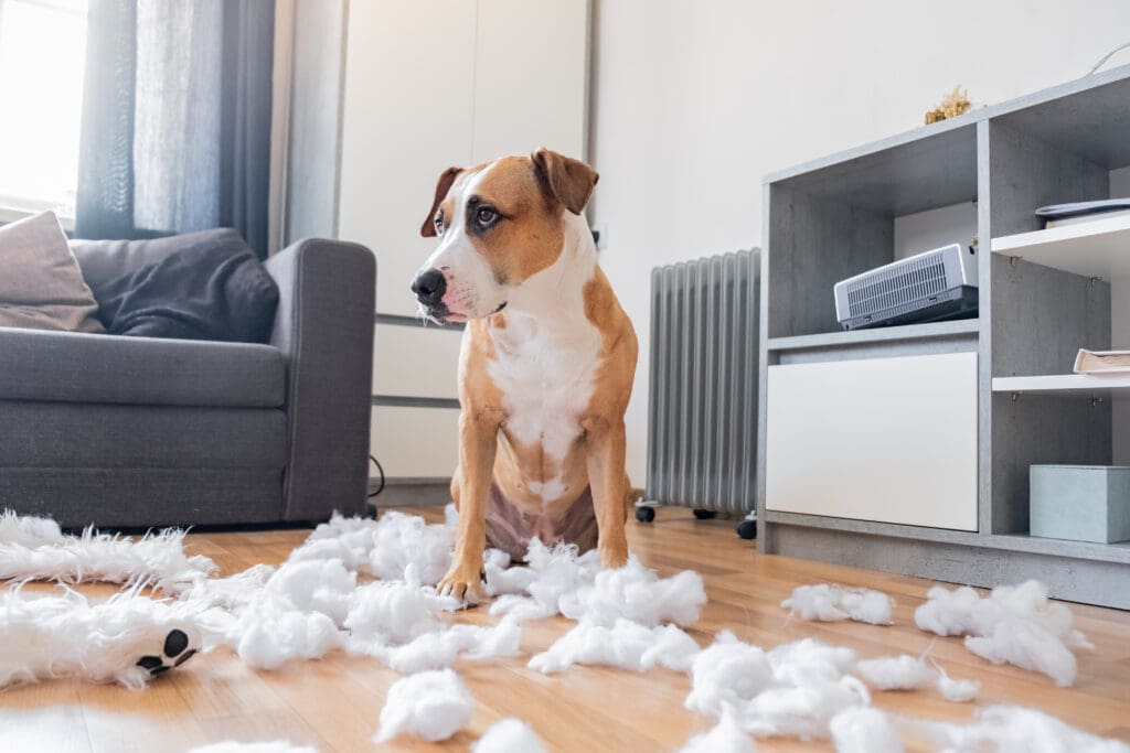 perro destruyendo cosas en la casa
