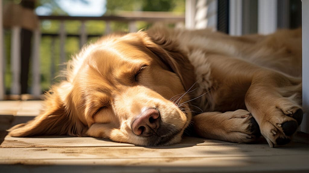 perro durmiendo en el suelo