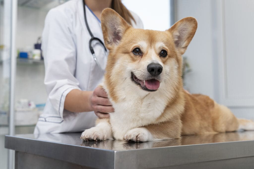 perro en visita al veterinario