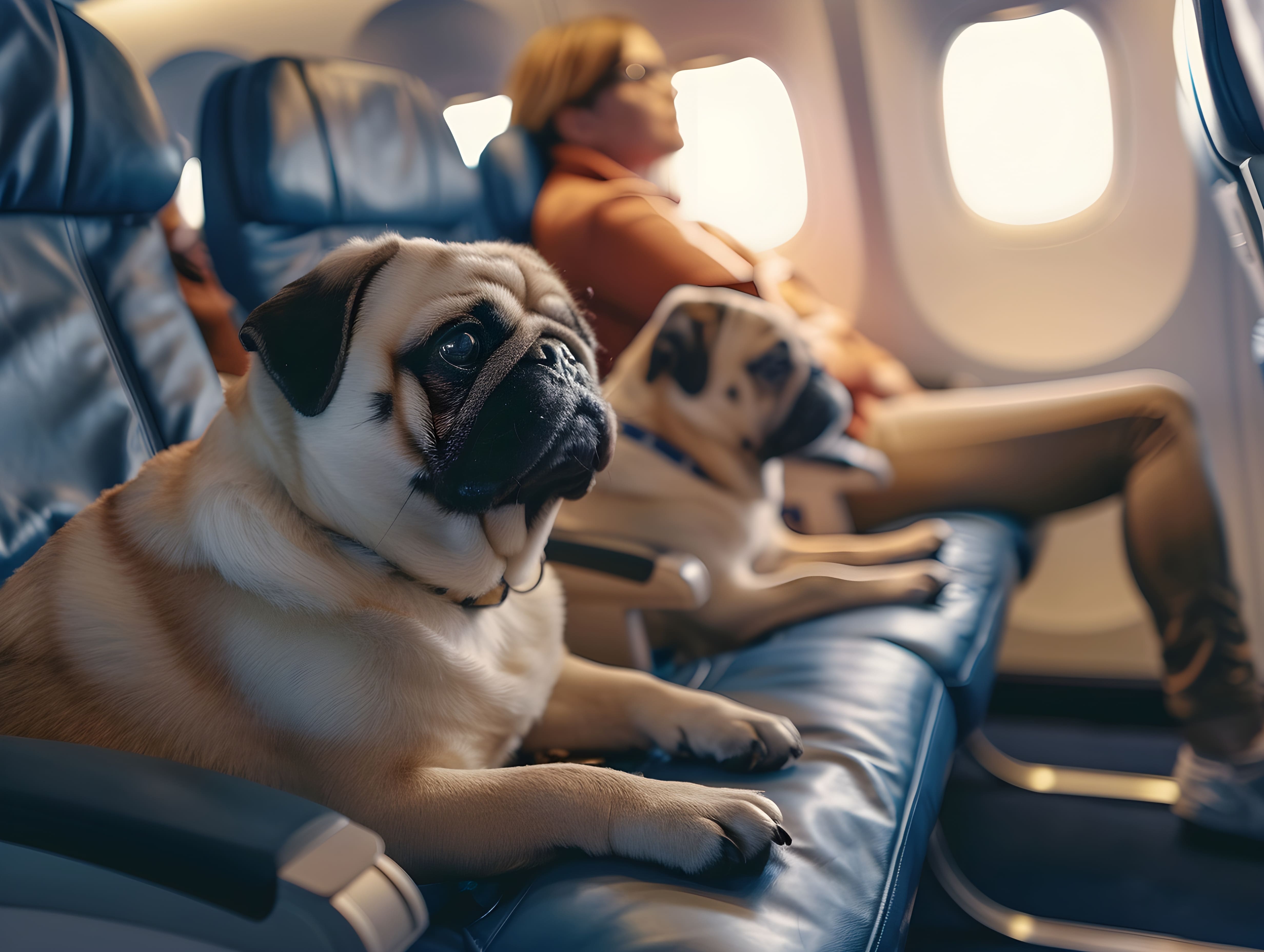 perros relajados en avion